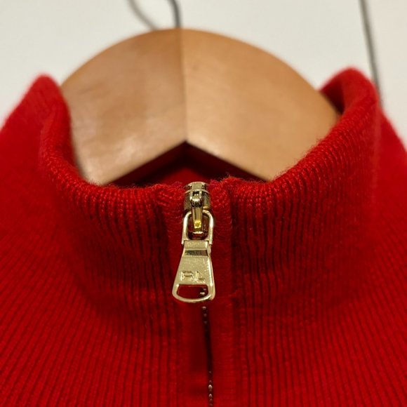 Polo Ralph Lauren Golf Red Quarter-Zip Wool Sweater with Shoulder pads - Medium - Picture 4 of 11
